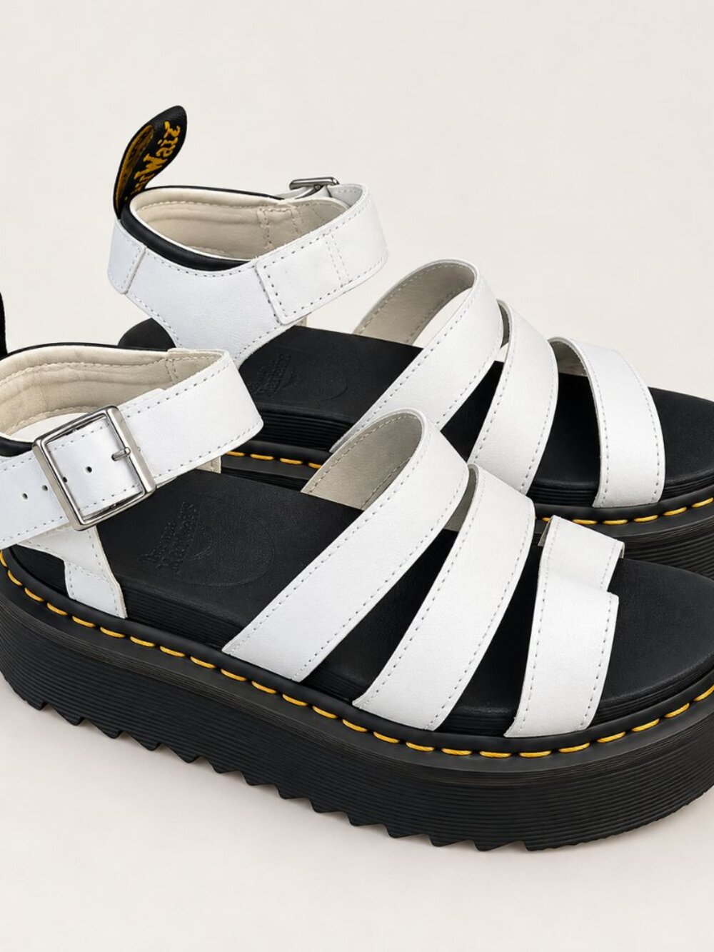 Dr. Martens Blaire Quad White Platform Sandals Women's 9 Chunky Strappy